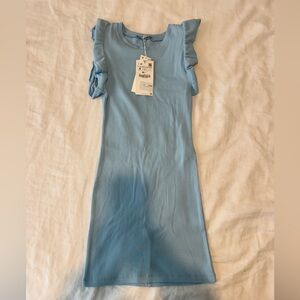 ZARA Light Blue Short Ruffle Sleeve Dress